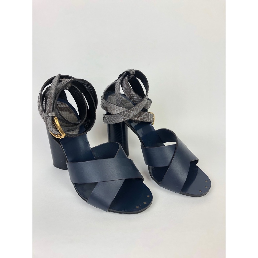 Gucci Stacked Python Leather Candy Heel Sandals 37